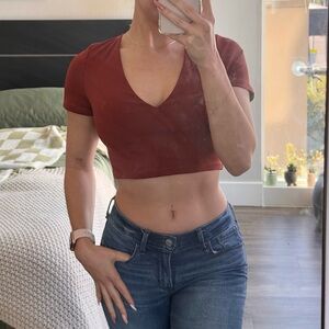 Burnt Orange / Rust Crop Top with Tie Back